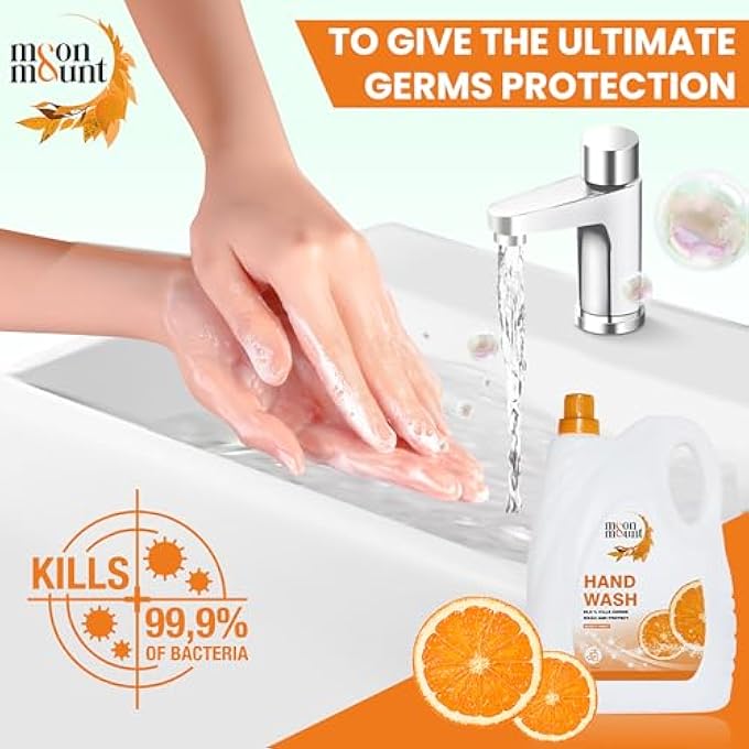 Moon & Mount HAND WASH PROTECTION FROM GERMS, HAND WASH LIQUIDS 5 LITER LIQUID HANDWASH FOR EVERYDAY USE (ORANGE) - Image 3